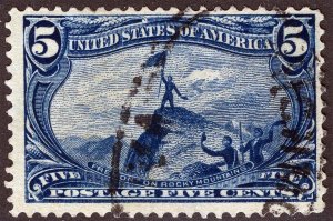 US Sc 288 Dull Blue 5¢ 1898 Black Circular Date Stamp Cancel