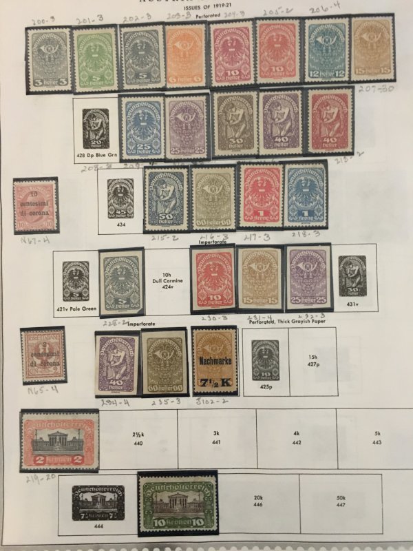 Collection of mint Austria stamps on Minkus pages