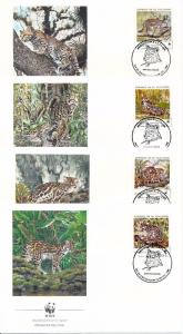 [54144] El Salvador 1988 Wild animals Mammals WWF Ocelot Margay FDC 4 covers