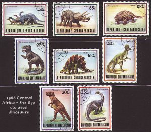 ZAYIX Central African Republic 872-879 Used CTO  Reptiles Dinosaurs 071922SM06M