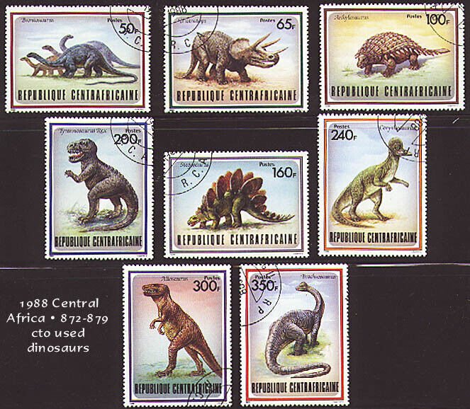 ZAYIX Central African Republic 872-879 Used CTO  Reptiles Dinosaurs 071922SM06M