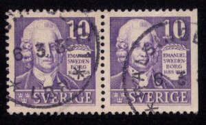 Sweden Sc 266/266a Used Emanuel Swedenborg (Facit #259cb) Vert. Pair (1938) VF