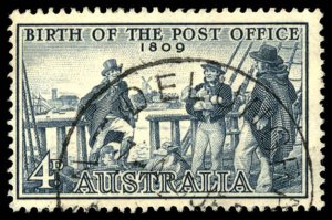 AUSTRALIA Sc 332 USED - 1959 4p -  Birth of Post Office - Postmaster I. Nichols