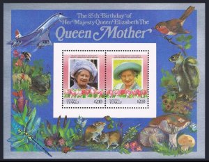 Tuvalu Nanumaga 50-51,MNH.Mi Bl.2-3. Queen Mother Elizabeth,85th birthday.Fauna.