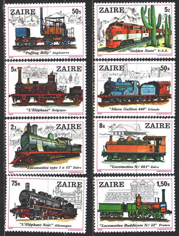 Kinshasa. 1980. 622-29. Railway transport. MNH.