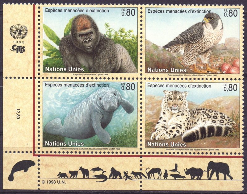 UN Geneva. 1993. 227-30. Fauna. MNH.