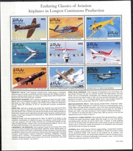 Maldives 1998 Aviation Airplanes Sheet MNH