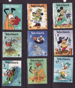 Turks & Caicos-Sc#399-407-unused NH set-Disney-Year of Child-Pluto-1979-