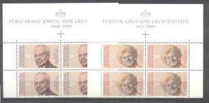 Liechtenstein 928-29 MNH bl.of 4 Princess Gina SCV27