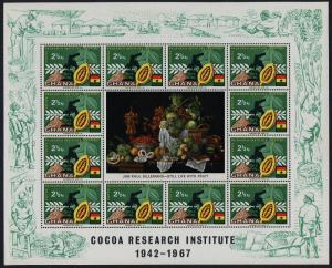 Ghana 323-6 sheets MNH Cacao Beans, Trees, Microscope