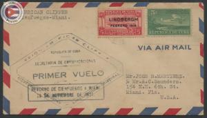 Cuba 1931 First Flight Cover Cienfuegos - Miami | Edifil E84 | CU8119
