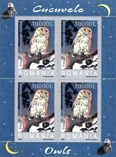 Romania 2003 birds of prey owls MNH stamps in sheets  