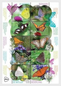 Netherlands 2024 Butterflies on Bonaire set of 10 stamps in block sheetlet MNH