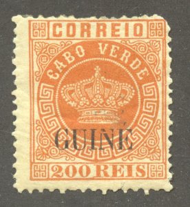 Portuguese Guinea Scott 20 Unused HHRMOG - 1881 200r GUINÉ Overprint