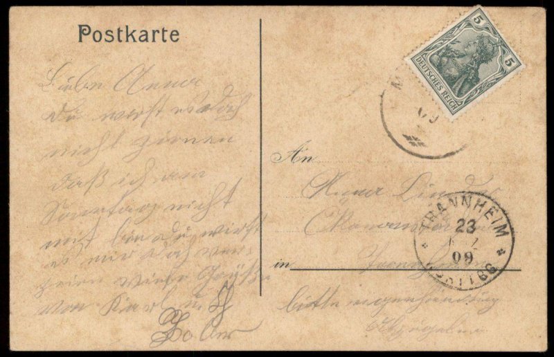 Germany WWI Zeppelin Patriotic Gruss von der Musterung Cover USED 97854