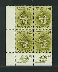 Israel Sc.  # 198  f-vf mnh corner block of 4 with tabs