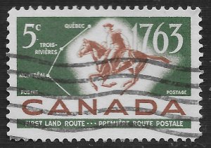 Canada #413 5c Postrider and First Land Mail Routes