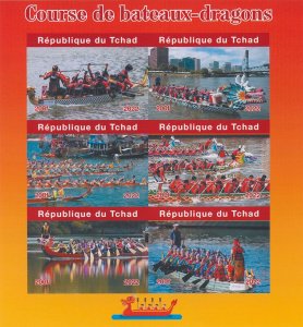 Chad 2022 MNH Boats Stamps Dragon Boat Races Cultures Nautical 6v IMPF M/S