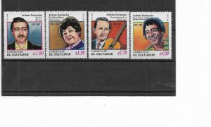 EL SALVADOR 1996 ARTISTS MUSICIANS CULTURE PERSONALITIES SET OF 4 VALUES MINT NH