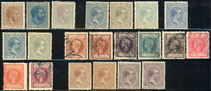 Early CUBA Postage Stamp Collection Spanish Dominion 1855-1888 Used Mint LH