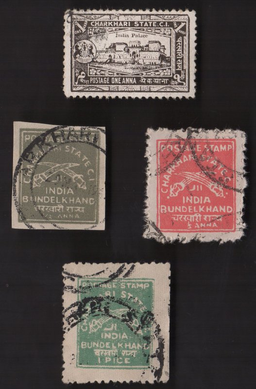 4 CHARKHARI  (INDIAN STATE) (lot A)  Stamps