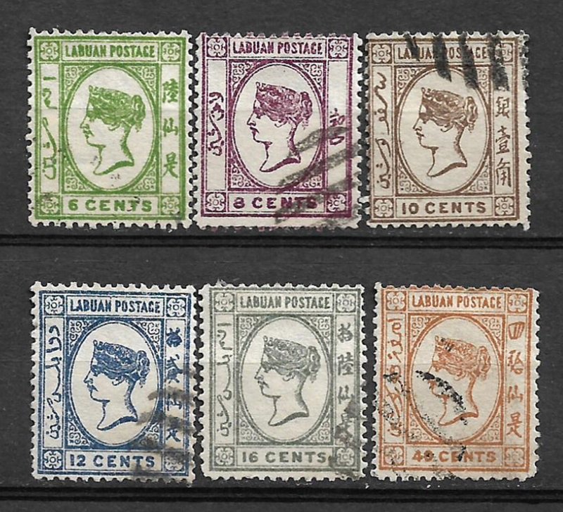 COLLECTION LOT # 53 LABUAN  1892 6 STAMPS CV+$130