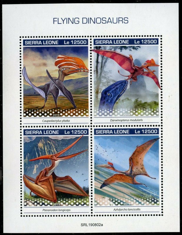 SIERRA  LEONE  2019 FLYING DINOSAURS SHEET MINT NEVER HINGED