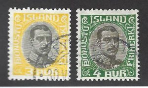 Iceland  SC #O40-O41 Used F-VF SCV$7.75...tough to find!