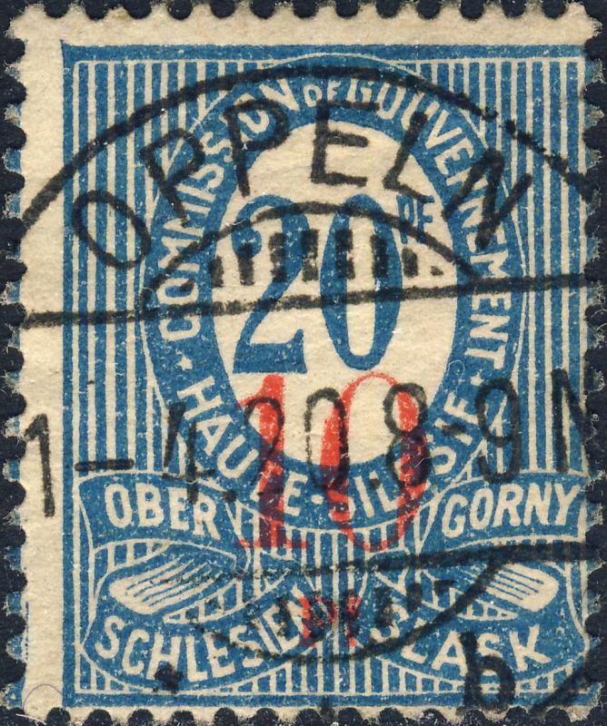 HAUTE SILÉSIE / OBERSCHLESIEN 1920 Mi.11a.IIIa 10pf/20pf - Used OPPELN