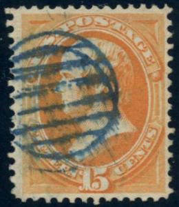 US Scott #152 Used, FVF, Blue circular grid cxl