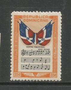 DOMINICAN REPUBLIC, C60, MINT HINGED, FLAG AND NATIONAL ANTHEM ORANGE 35C STAMP