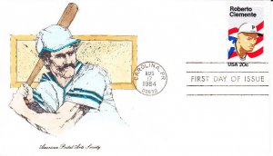 American Postal Arts Society FDC 2097 Roberto Clemente Puerto Rico Baseball 1984