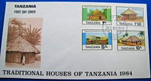 TANZANIA 1984  -  SCOTT #250-253  -  HOUSES  FDC    (ggz66)