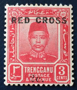 Malaya 1917 RED CROSS opt Trengganu 3c+2c MNH SG#19 M1928a