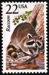 SC#2331 22¢ North American Wildlife: Raccoon (1987) MNH