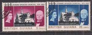 British Guiana 1965 QE2 Set Churchill used SG 374-375 ( C1147 )