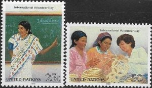 United Nations 1988 NY International Volunteers Day SC# 524-525  MNH