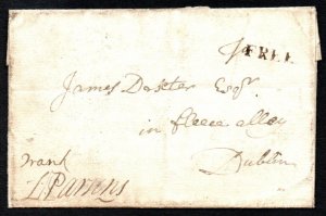 1748 Entire m/s. Frank / L. Parsons, small FREE in black, contracted R-CREA