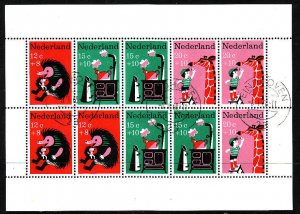 Netherlands-Sc#B431a-used sheet-semi-postal-Nursery Rhymes-1