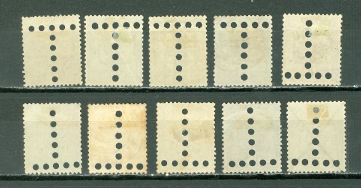 TUNISIA (10) EARLY PERFORATED TAX STAMPS