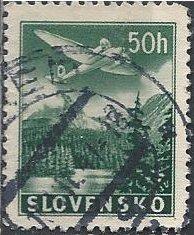 Slovakia C2 (used) 50h plane over Tatra Mountains, dk grn (1939)