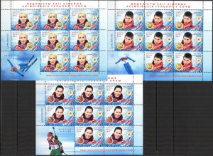 2014 Winter Olympics Games Sochi Medal Winners 3 Sheets MNH