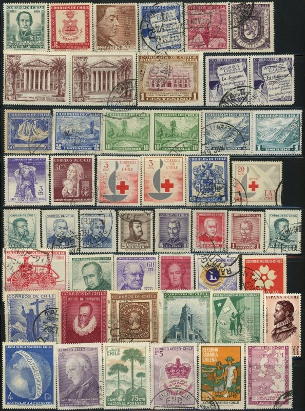 300+ Chile Postage Latin America Stamp Collection Used Mint LH