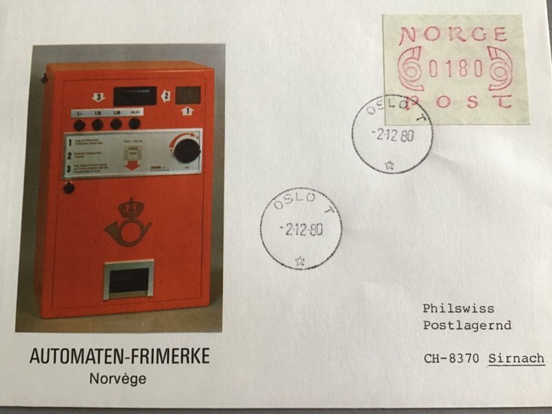 Norway 1980 Automated Post Box Stamp Cover R45829 