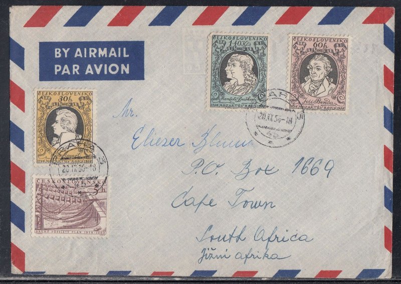 Czechoslovakia - Sep 20, 1956 Airmail Cover to South Africa