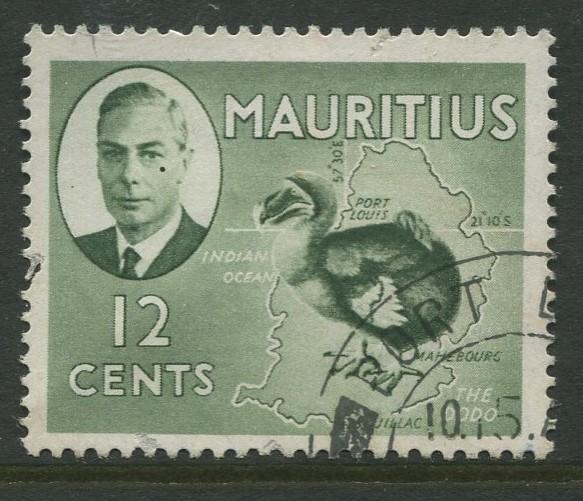 Mauritius - Scott 241 - KGVI Definitive Issue -1950 - FU -Single 12c Stamp