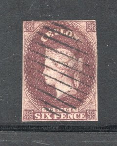 Ceylon #6A        F, Used, 6p plum, CV $170.00 .......  1290007