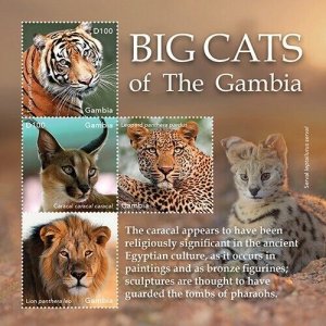 Gambia 2020 - Tiger Big Cats Animals - Sheet of 4 Stamps - Scott #3880 - MNH