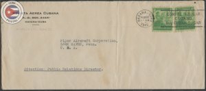 Cuba 1946 Revista Aerea Cubana Advertising Cover to Penn. | CU19285