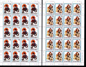 LESOTHO Sc #344-347, 1981, Norman Rockwell , 4 Sheets of 20, MNH Full Margins